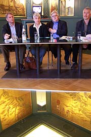 Thomas Weski, Kurator Haus der Kunst, Ruth und Peter Herzog, Chris Dercon bei der pressekonferenz vor Beginn der Ausstellung (Foto: Martin Schmitz)
