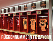 Fussball in München: Rückennummern FC Bayern München Saison 2022/2023 (©Foto: Martin Schmitz)