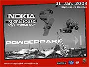 Der FIS Snowboard Weltcup findet am 31. Januar 2004 wieder im Olympiapark statt. Die dritte Auflage dieser einmaligen Wintersport-Veranstaltung wird aber nicht wie bisher am Olympiaberg über die Bühne gehen, sondern in der Salomon Winterwelt Olympiapar