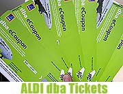Kurzfristig wieder verfügbar: die preisgünstigen dba Tickets bei ALDI (Foto: Martin Schmitz)