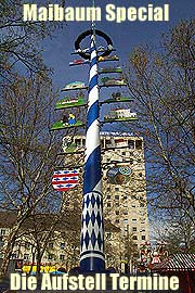 Freitag wurde bereits der Maibaum auf dem Rotkreuzplatz aufgestellt. Die Maibaumtermine im Maibaum Special (Foto: Martin Schmitz)