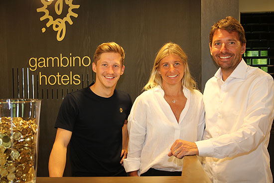 Carsten Werblow, Diektor gambino hotel CINCINNATI München, Sabrina Gambino-Kreindl und Alessandro Gambino (©Foto: Martin Schmitz)