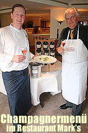 Küchenchef Mario Corti (li:) präsentiert ein 6-gängiges Champagner Menü (Foto: Martin Schmitz)
