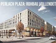 Perlach PLAZA: Rohbau pünktlich vollendet, Eröffnung 2022 (Visualisierung: AllesWirdGut, 2020)