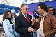 Draussen moderiert am 31.3. Arabella Moderator Alexander Klaus Stecher, hier im Gespräch mit Oberpollinger Geschaftsführer Detlev Wulfes (Foto. Martin Schmitz)