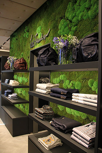 natürliche Moos Wand der Insbrucker Firm Florawall im Luis Trenker Store Fünf Höfe (©Foto: Marikka-Laila Maisel)