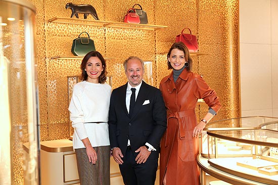 Nadine Warmuth, Renaud Lestringant, Managing Director Cartier Northern Europe und Eva Padberg beim Re-opening der Cartier Boutique M&uuml;nchen Maximilianstr. 20 am 11.10.2019  (Photo Gisela Schober/Getty Images f&uuml;r Cartier,)