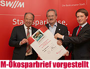 ab 28.3.: der„M-Ökosparbrief“ der Stadtsparkasse München und Stadtwerke München fördert Ausbauoffensive ‚Erneuerbare Energien’. Feste Verzinsung von 2,5 Prozent p.a. bei einer Laufzeit von drei Jahren (©Foto: Martin Schmitz)